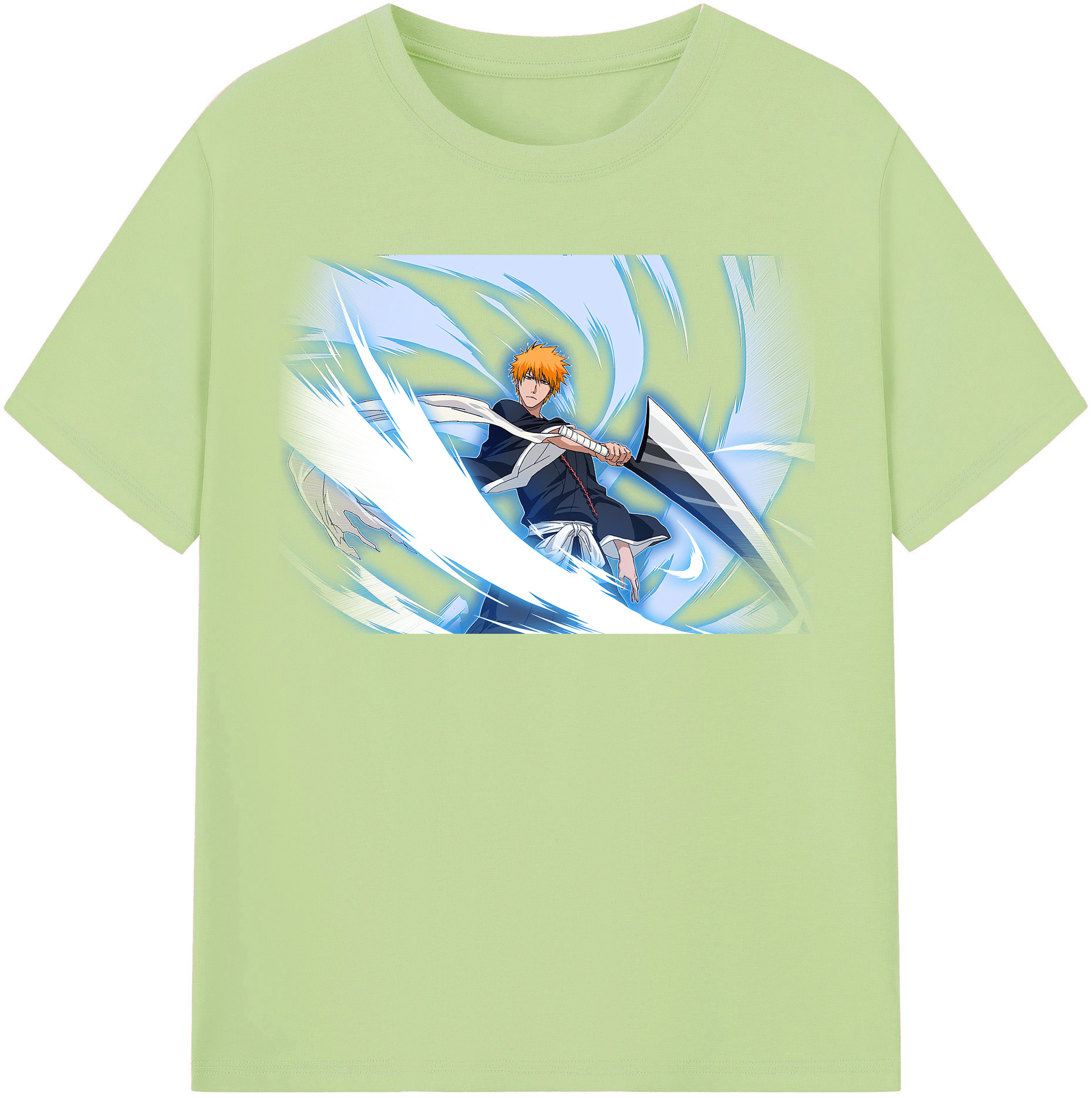 （画像用） ブリーチ 黒崎一護（くろさき いちご）BLEACH Kurosaki Ichigo 綿100％半袖Tシャツ（フロントプリント）